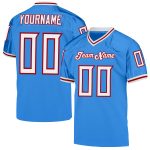 Personalized Powder Blue White-Red Mesh Authentic Throwback Football Jersey Team Custom Name and Number