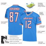Personalized Powder Blue White-Red Mesh Authentic Throwback Football Jersey Team Custom Name and Number
