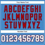 Personalized Powder Blue White Red-Navy Long Sleeve Performance T-Shirt Team Custom Name and Number