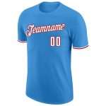 Personalized Powder Blue White-Red Performance T-Shirt