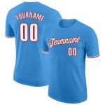 Personalized Powder Blue White-Red Performance T-Shirt