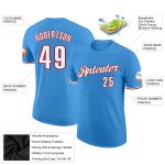 Personalized Powder Blue White-Red Performance T-Shirt