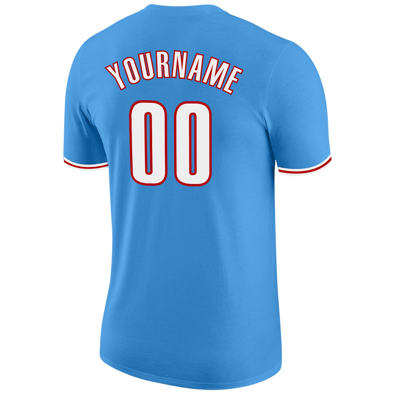 Personalized Powder Blue White-Red Performance T-Shirt Personalized Powder Blue White-Red Performance T-Shirt - Image 6