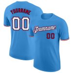 Personalized Powder Blue White-Red Performance T-Shirt Team Custom Name and Number