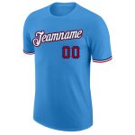 Personalized Powder Blue White-Red Performance T-Shirt Team Custom Name and Number