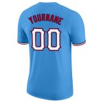 Personalized Powder Blue White-Red Performance T-Shirt Team Custom Name and Number
