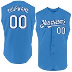 Personalized Powder Blue White-Royal Authentic Sleeveless Baseball Jersey Team Custom Name and Number