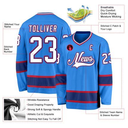 Personalized Powder Blue White-Royal Hockey Jersey