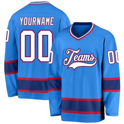 Personalized Powder Blue White-Royal Hockey Jersey
