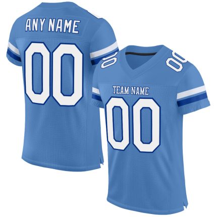 Personalized Powder Blue White-Royal Mesh Authentic Football Jersey