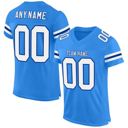Personalized Powder Blue White-Royal Mesh Authentic Football Jersey Team Custom Name and Number