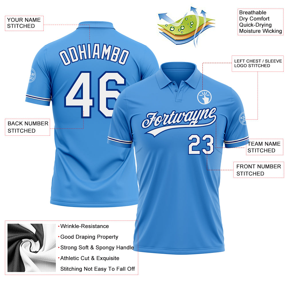 Personalized Powder Blue White-Royal Performance Vapor Golf Polo Shirt Team Custom Name and Number Personalized Powder Blue White-Royal Performance Vapor Golf Polo Shirt Team Custom Name and Number - Image 3