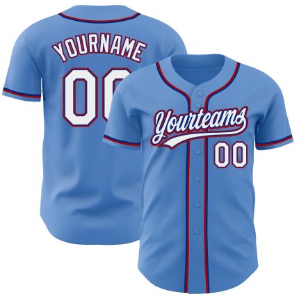 Personalized Powder Blue White Royal-Red Authentic Baseball Jersey Team Custom Name and Number