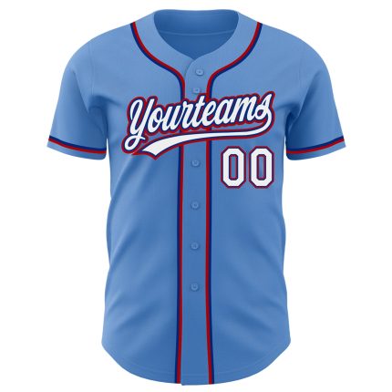 Personalized Powder Blue White Royal-Red Authentic Baseball Jersey Team Custom Name and Number