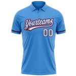 Personalized Powder Blue White Royal-Red Performance Vapor Golf Polo Shirt Team Custom Name and Number