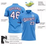 Personalized Powder Blue White Royal-Red Performance Vapor Golf Polo Shirt Team Custom Name and Number