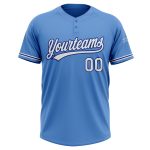 Personalized Powder Blue White-Royal Two-Button Unisex Softball Jersey Team Custom Name and Number
