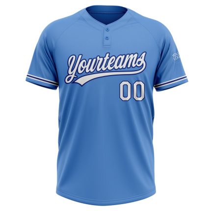Personalized Powder Blue White-Royal Two-Button Unisex Softball Jersey Team Custom Name and Number