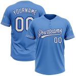 Personalized Powder Blue White-Royal Two-Button Unisex Softball Jersey Team Custom Name and Number