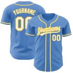 Personalized Powder Blue White-Yellow Authentic Baseball Jersey Team Custom Name and Number