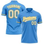 Personalized Powder Blue White-Yellow Performance Vapor Golf Polo Shirt Team Custom Name and Number