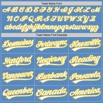 Personalized Powder Blue White-Yellow Two-Button Unisex Softball Jersey Team Custom Name and Number