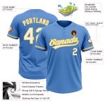 Personalized Powder Blue White-Yellow Two-Button Unisex Softball Jersey Team Custom Name and Number