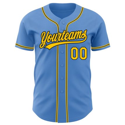 Personalized Powder Blue Yellow-Black Authentic Baseball Jersey Team Custom Name and Number