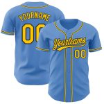 Personalized Powder Blue Yellow-Black Authentic Baseball Jersey Team Custom Name and Number