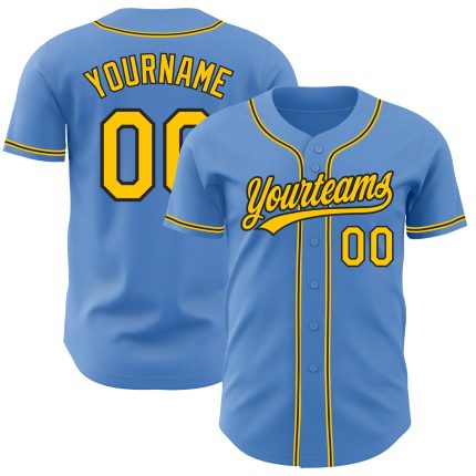 Personalized Powder Blue Yellow-Black Authentic Baseball Jersey Team Custom Name and Number