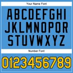 Personalized Powder Blue Yellow-Black Performance T-Shirt Team Custom Name and Number