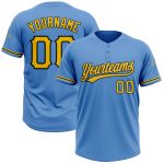 Personalized Powder Blue Yellow-Black Two-Button Unisex Softball Jersey Team Custom Name and Number