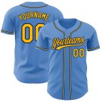 Personalized Powder Blue Yellow-Navy Authentic Baseball Jersey Team Custom Name and Number