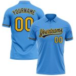 Personalized Powder Blue Yellow-Navy Performance Vapor Golf Polo Shirt Team Custom Name and Number