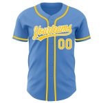 Personalized Powder Blue Yellow-White Authentic Baseball Jersey Team Custom Name and Number