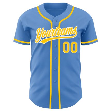 Personalized Powder Blue Yellow-White Authentic Baseball Jersey Team Custom Name and Number