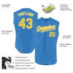 Personalized Powder Blue Yellow-White Authentic Sleeveless Baseball Jersey Team Custom Name and Number