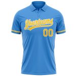 Personalized Powder Blue Yellow-White Performance Vapor Golf Polo Shirt Team Custom Name and Number