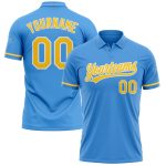 Personalized Powder Blue Yellow-White Performance Vapor Golf Polo Shirt Team Custom Name and Number