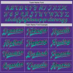 Personalized Purple Aqua Black-Pink Bomber Full-Snap Varsity Letterman Two Tone Jacket Team Custom Name and Number