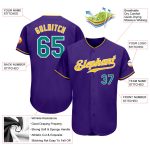 Personalized Purple Aqua-Gold Authentic Baseball Jersey