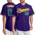 Personalized Purple Aqua-Gold Authentic Baseball Jersey Team Custom Name and Number