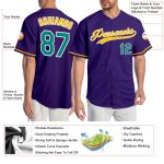 Personalized Purple Aqua-Gold Authentic Baseball Jersey Team Custom Name and Number