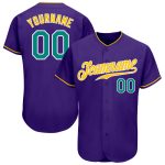 Personalized Purple Aqua-Gold Authentic Baseball Jersey