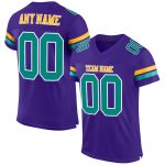 Personalized Purple Aqua-Gold Mesh Authentic Football Jersey Team Custom Name and Number
