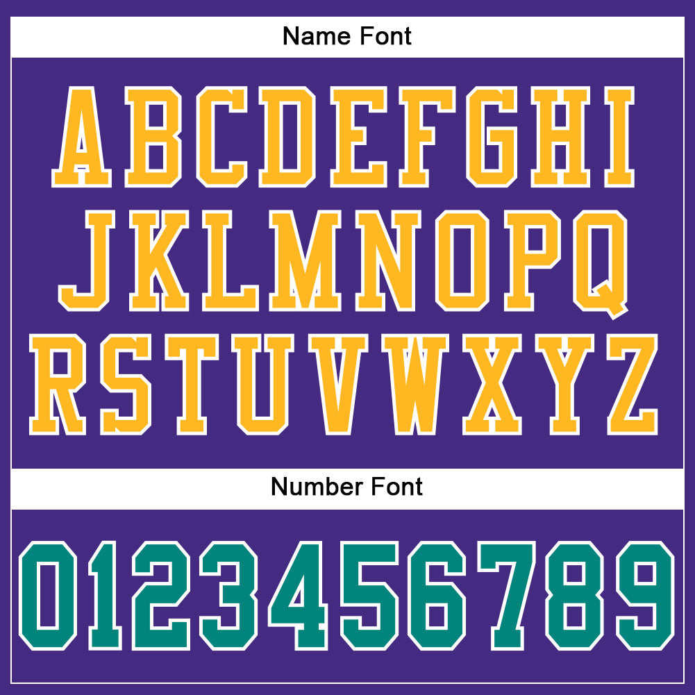 Personalized Purple Aqua-Gold Mesh Authentic Football Jersey Team Custom Name and Number Personalized Purple Aqua-Gold Mesh Authentic Football Jersey Team Custom Name and Number - Image 4