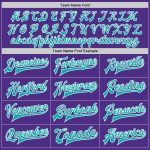 Personalized Purple Aqua-White Bomber Full-Snap Varsity Letterman Jacket Team Custom Name and Number