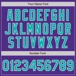 Personalized Purple Aqua-White Bomber Full-Snap Varsity Letterman Two Tone Jacket Team Custom Name and Number