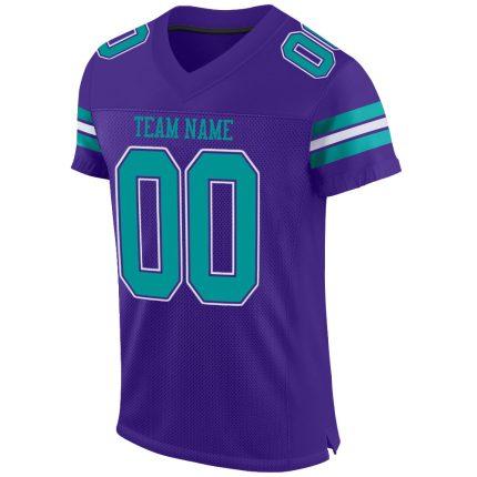 Personalized Purple Aqua-White Mesh Authentic Football Jersey