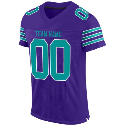Personalized Purple Aqua-White Mesh Authentic Football Jersey Team Custom Name and Number